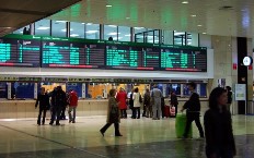 Interior view of the Sants station of Barcelona